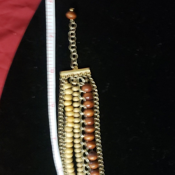 Gold toned and brown/tan beaded bracelet - Picture 6 of 6
